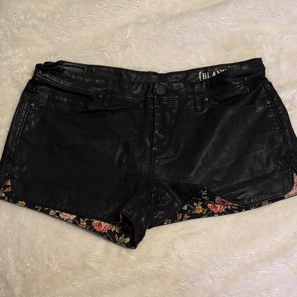 Blank NYC Black Floral Jean Shorts